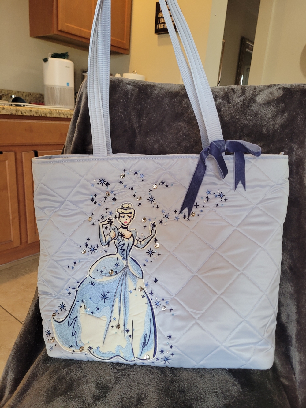 Light Blue Quilted Travel Tote with Princess Motif